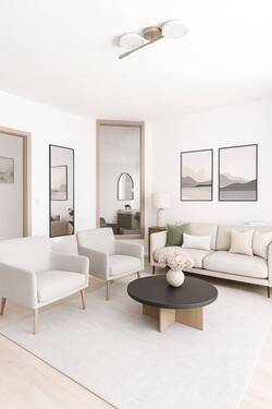 ... Wohnzimmer mit Beispielanimation ... - 3 Zimmer Etagenwohnung zum Kaufen in Grafrath