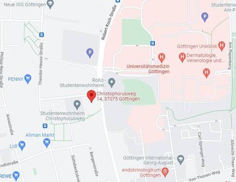 Lage (Quelle: Google Maps) - Etagenwohnung mit 53,00 m&sup2; in Göttingen zum Kaufen