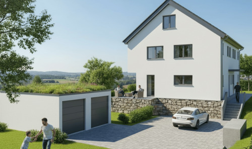 Zufahrt-Eingangsseite2 - 5 Zimmer Doppelhaushälfte in Marloffstein