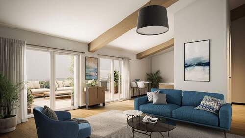 Wohnzimmer mit Wohlfühlfaktor - HERZOG LUDWIG: Großzügige 3,5-Zimmer-Dachterrassenwohnung im Herzen Erdings