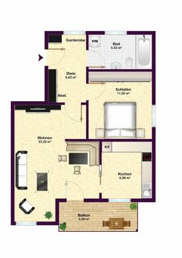 2-Zi.-Wohnung im Obergeschoß - 