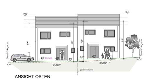 Ansicht Osten - Exklusives Wohnerlebnis - Neubau-DHH in Regensburg-Neuprüll!