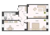 Grundriss - 2 Zimmer Etagenwohnung zum Kaufen in Leipzig