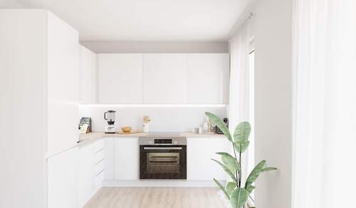 Die offene Wohnküche bietet Raum für kulinarische - 2 Zimmer Etagenwohnung zum Kaufen in Düsseldorf