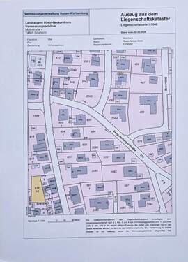 Liegenschaftskarte 604 - Baugrundstück von 494 qm in Bestlage Weinheim - Hohensachsen !