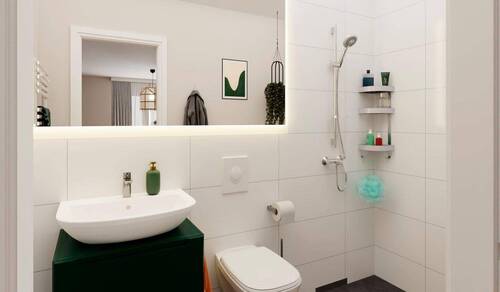 Ein Bad, das mit Struktur und Helligkeit überzeugt - 