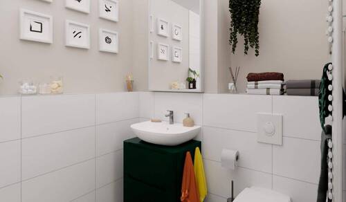 Pflegeleichtes Bad mit klarer Struktur und wohnlic - 