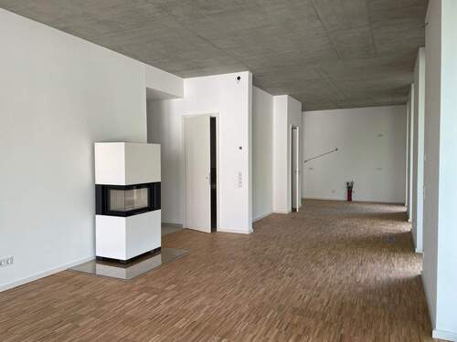 Wohnzimmer mit Kamin - Einfamilienhaus mit 107,50 m&sup2; in Dresden zur Miete