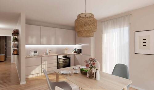 Die offene Wohnküche lädt zum gemeinsamen Kochen ein - 3 Zimmer Etagenwohnung in Zossen