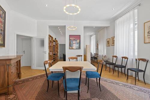 Esszimmer, Blick in die Wohnung - 6 Zimmer Etagenwohnung in Karlsruhe