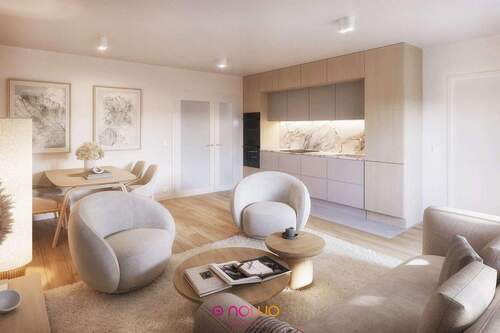 Whg. 1 - Blick ins Wohnzimmer und in die Küche - 