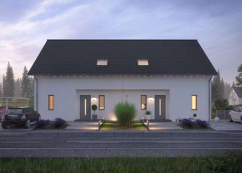 Hausansicht - Ein Haus fürs echte Leben: Flexibles Doppelhaus mit Stil