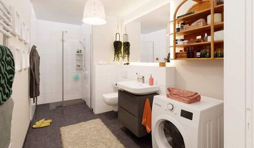 Eine bodengleiche Dusche gestaltet die Morgenrouti - 