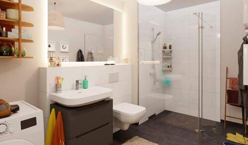 Eine bodengleiche Dusche gestaltet die Morgenrouti - 