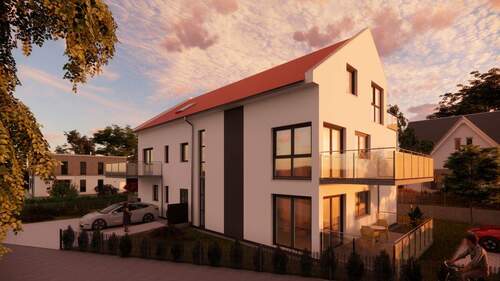 Haus Abend.jpg - Exklusive 1- 2 Zimmer Wohnung mit Terrasse und kleinen Gartenanteil