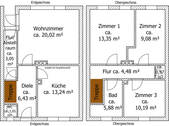 Grundriss-Skizze EG u. OG mit Zahlen - 