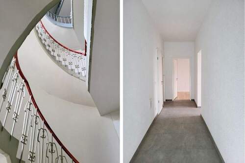 Treppenhaus und Wohnungsflur - Erstbezug nach Kernsanierung - moderne 2-Zimmer-Wohnung im charmanten Altbau