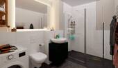 Badezimmer mit Dusche und Waschmaschinenanschluss - Etagenwohnung mit 74,80 m&sup2; in Berlin zum Kaufen