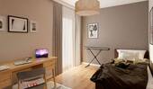 Schlafzimmer mit einem bodentiefen Fenster - 