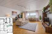 Helles Wohnzimmer mit Balkon - 4 Zimmer Etagenwohnung zum Kaufen in Esslingen