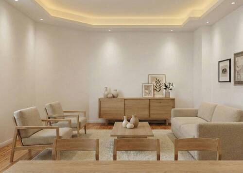 Virtual Staging Wohnzimmer - Bezugsfreie 3-Zimmer-Altbauwohnung mit Charme im 4. OG - saniert, mit Wohnküche