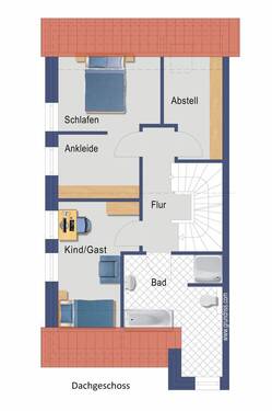 Schlafräume und Bad im Dachgeschoss - 