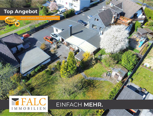 Außenansicht Drohne - Helle Wohnung im Bungalowstil mit idyllischem Garten - Ihr Rückzugsort zum Wohlfühlen