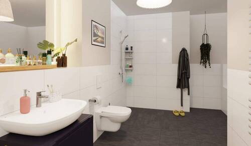 Badezimmer mit bodengleiche Dusche - 2 Zimmer Etagenwohnung in Berlin