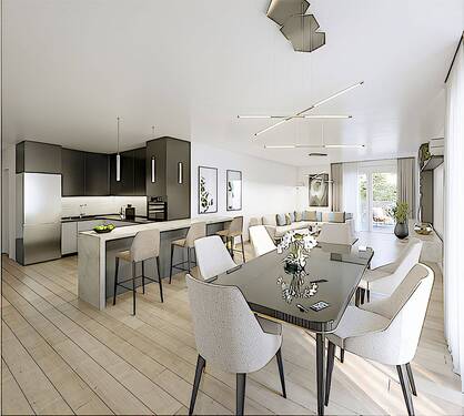 Wohn-Essbereich Illustration - Etagenwohnung mit 109,00 m² in Nürtingen / Neckarhausen zum Kaufen
