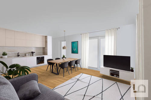 Küche-Wohnen virtuelles Staging - NEUBAU: Wunderbare Garten-3 ZKB, 85 qm, KFW40, Aufzug, inkl. Carport, ruhige Lage IN-Süd, Ringsee,