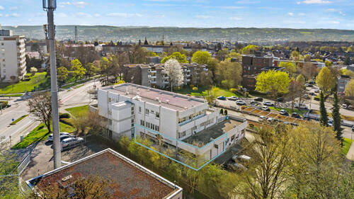 Luftbild Rückseite Haus - Großzügige Gewerbefläche mit Lastenaufzug * Umnutzung zu Wohnraum möglich *