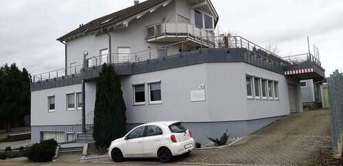 Gebäudevorder- u. -seitenansicht - 190 m² flexibel nutzbare Gewerberäume (LagerWerkstatt mit Büro) in repräs. Wohn- u. Geschäftshaus!