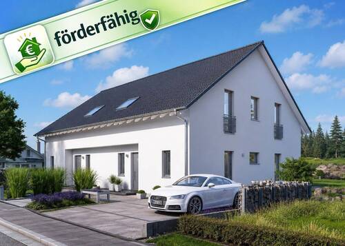 Hausansicht - Mit Freunden bauen und Baukosten halbieren, DHH auf exklusiven Grundstück