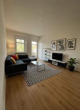 Wohnzimmer mit Balkon (Wohnidee) - KI generiert - 