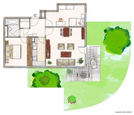 Wohnung mit Garten Sondernutzungsrecht - Gückstreffer: Höchberg-Highlight: Architektonisch gut geschnitten, 3-Zi.-ETW mit Gartenanteil, vermietet.