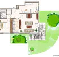 Gückstreffer: Höchberg-Highlight: Architektonisch gut geschnitten, 3-Zi.-ETW mit Gartenanteil, vermietet.