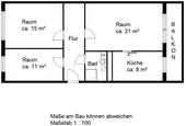 Grundriss - Etagenwohnung mit 68,60 m&sup2; in Halle (Saale) zur Miete