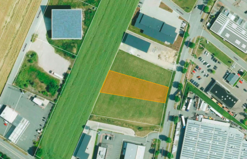Flurplan - Baugrundstück im Gewerbegebiet - genehmigungsfähiges Projekt mit vorhandener Planung.