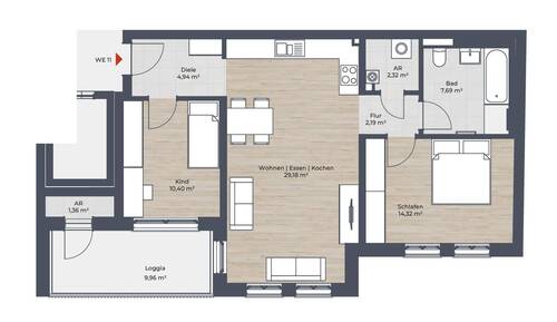 WE11_Loggia.jpg - 3 Zimmer Etagenwohnung in Nürnberg
