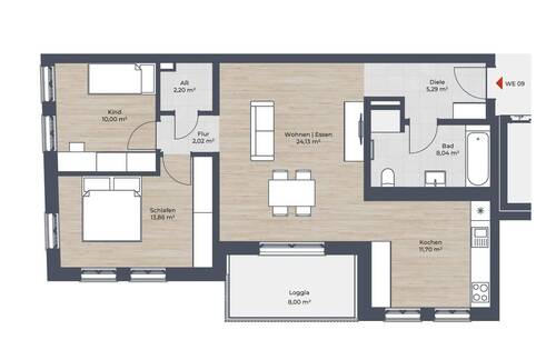 WE09_Loggia.jpg - 3 Zimmer Etagenwohnung in Nürnberg