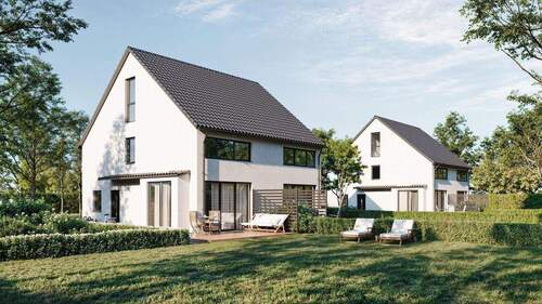 Terrassenansicht - Projekt in Mahlow - Kompakte Doppelhaushälfte für junge Familie