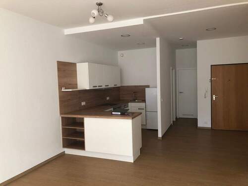 Küche integr. in den Wohnbereich.jpg - Gepflegte 2-Zimmerwohnung mit moderner Einbauküche und Balkon im Zentrum