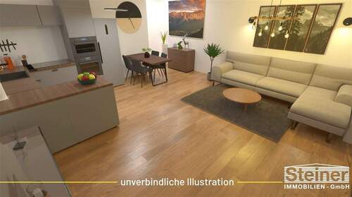 Wohnzimmer - Etagenwohnung mit 73,20 m&sup2; in Garmisch-Partenkirchen zur Miete