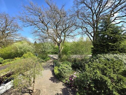 Ausblick in den Vorgarten mit Weitblick auf Felder - 