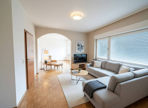 Wohnzimmer EG virtuelles Homestaging - 1 Zimmer Einfamilienhaus zum Kaufen in Birkenau