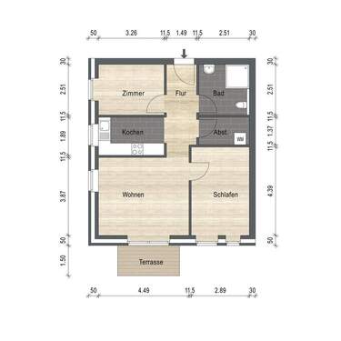 Grundriss Whg. 4 - Neue Erdgeschosswohnung mit Terrasse in zentraler Lage von Schortens!