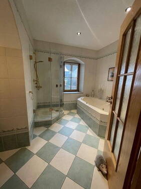 Bad mit Gartenblick - 