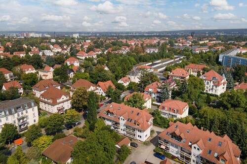 Luftbild Blick zur Immobilie - Raumwunder für kreative Köpfe in DD-Süd - gestalten Sie Ihr Zuhause nach eigenen Vorstellungen!