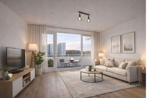 Wohnzimmer gestaged - Modern renovierte 3-Zimmer-Wohnung mit Balkon & Stellplatz in Kaiserslautern-Betzenberg