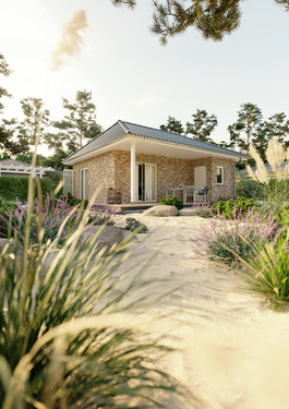 Gartenansicht Klinker - Bungalow mit 51,00 m&sup2; in Pritzwalk zum Kaufen